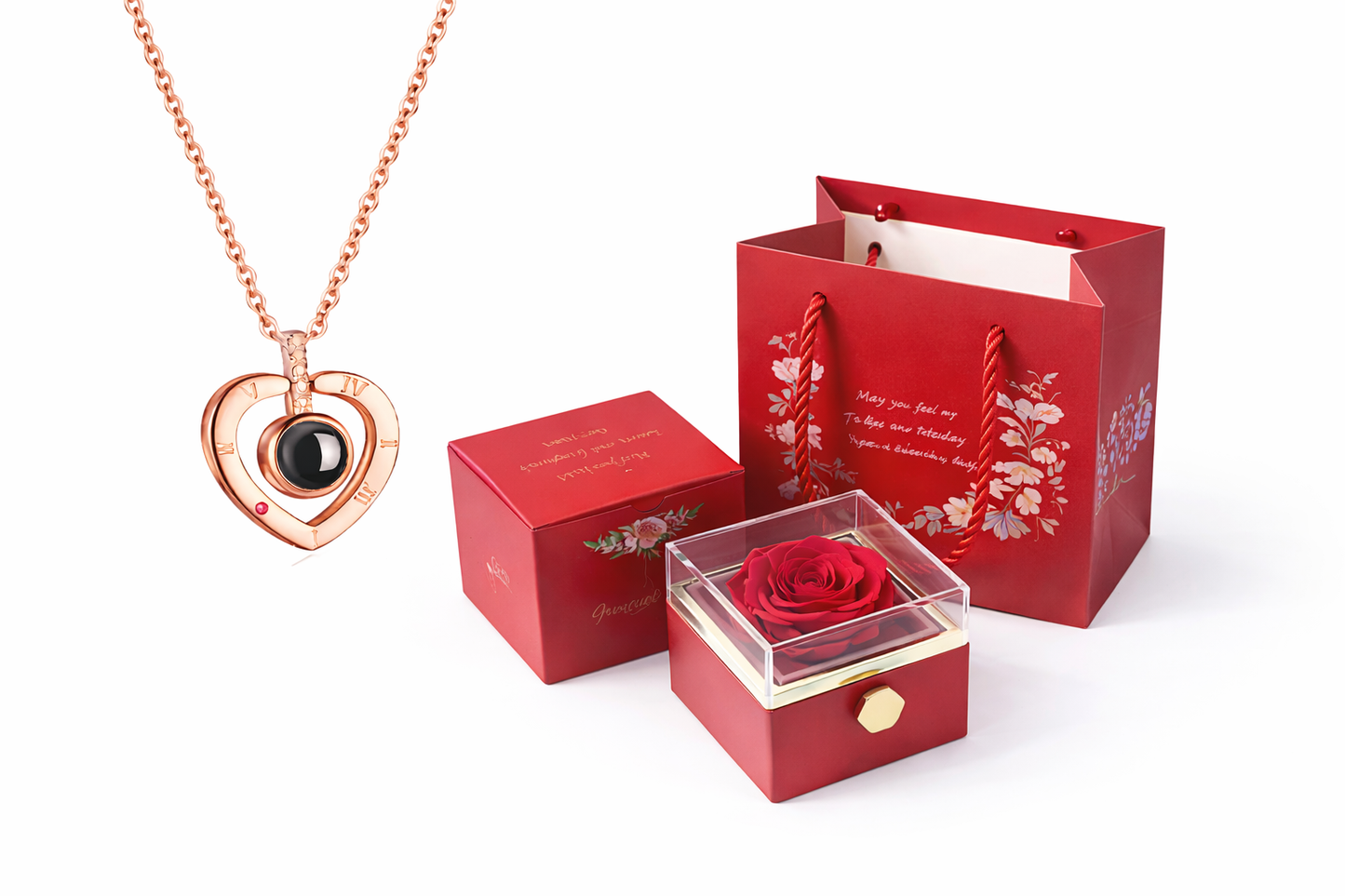 Joyero Rosa Eterna con Collar