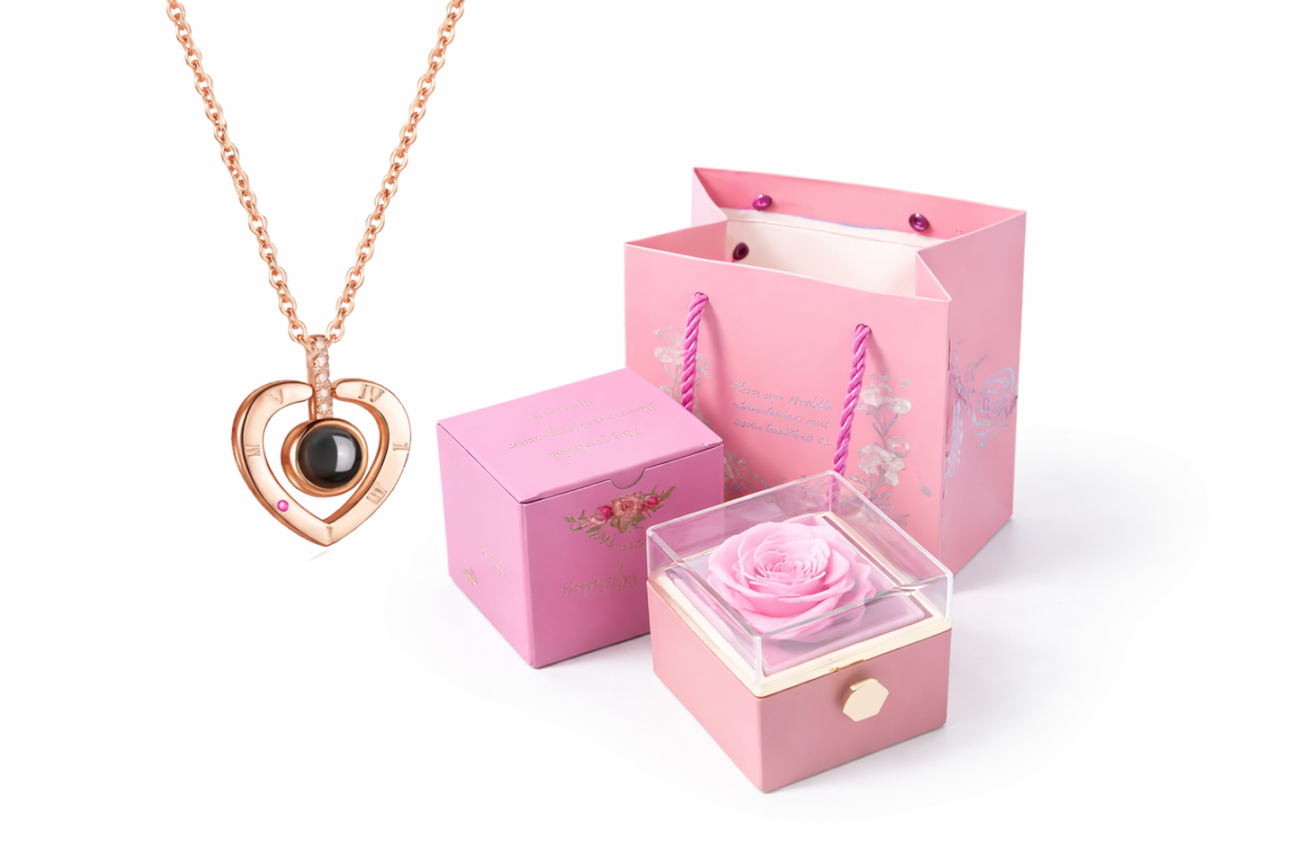 Joyero Rosa Eterna con Collar