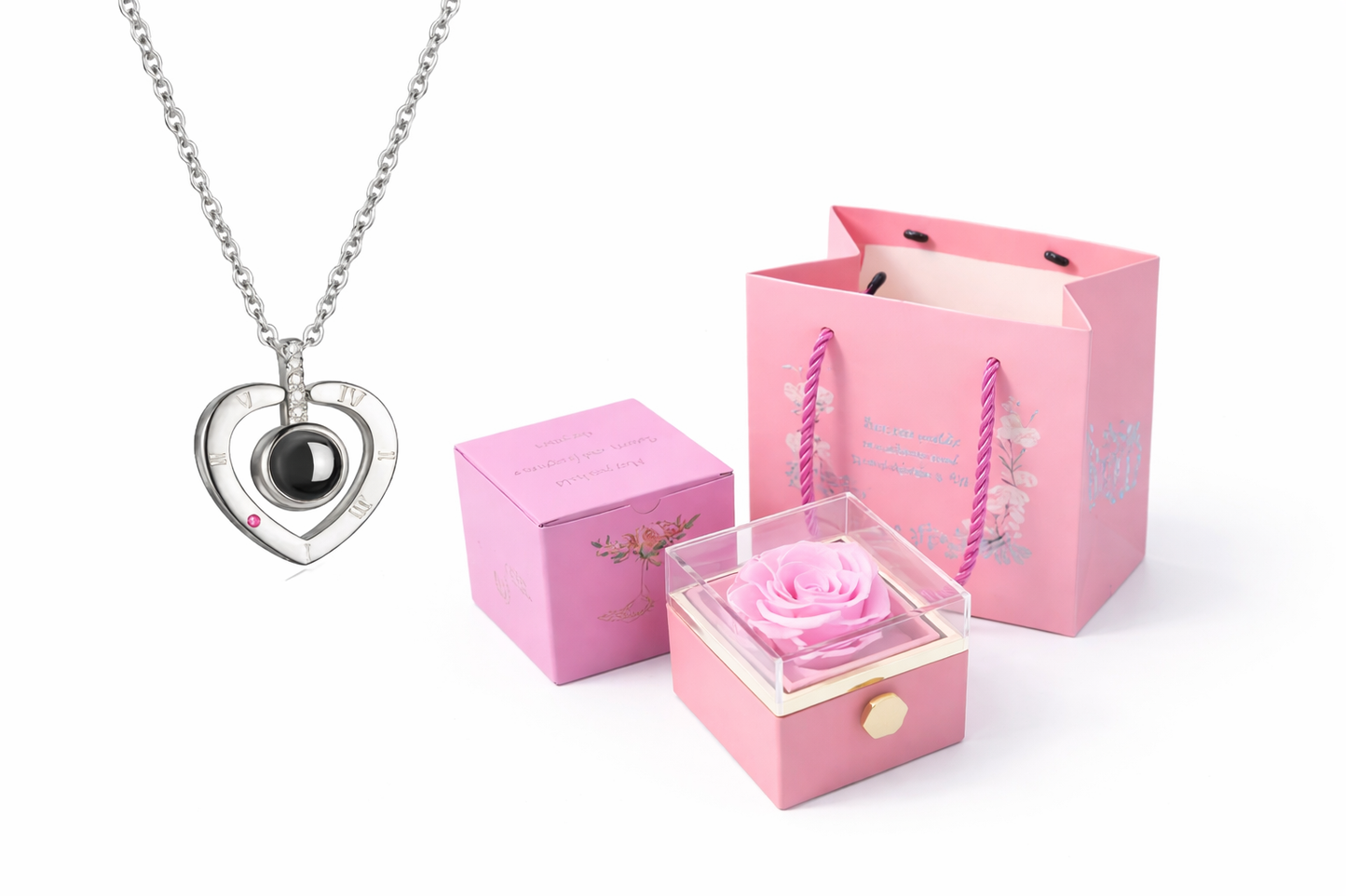 Joyero Rosa Eterna con Collar