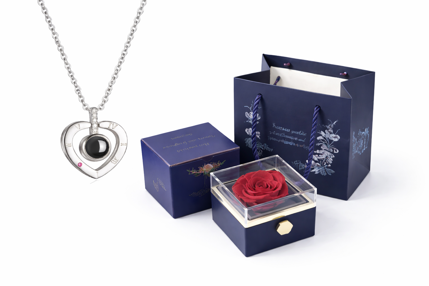 Joyero Rosa Eterna con Collar