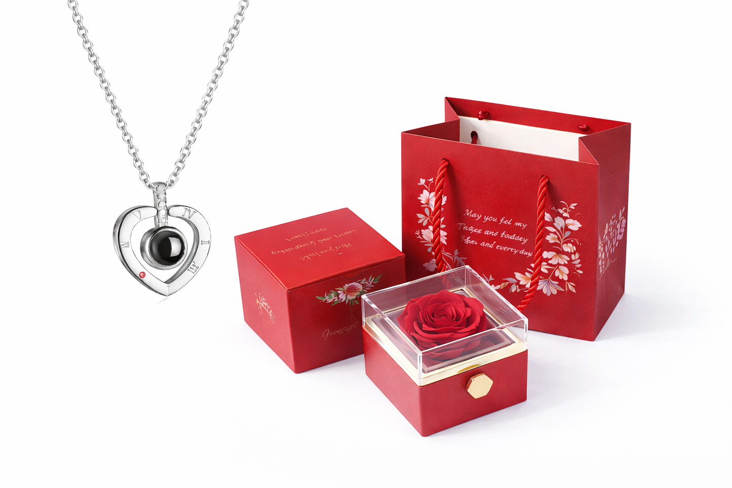 Joyero Rosa Eterna con Collar