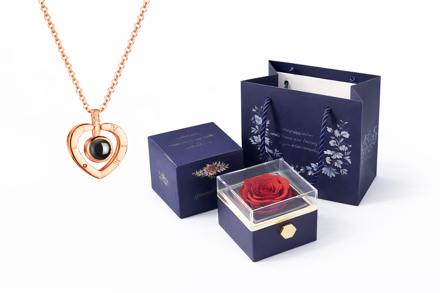 Joyero Rosa Eterna con Collar